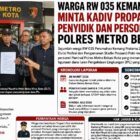 Warga RW 035 Kemang Pratama 2 Minta Kadiv Propam Evaluasi Penyidik dan Personel Paminal Polres Metro Bekasi Kota.