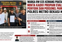 Warga RW 035 Kemang Pratama 2 Minta Kadiv Propam Evaluasi Penyidik dan Personel Paminal Polres Metro Bekasi Kota.